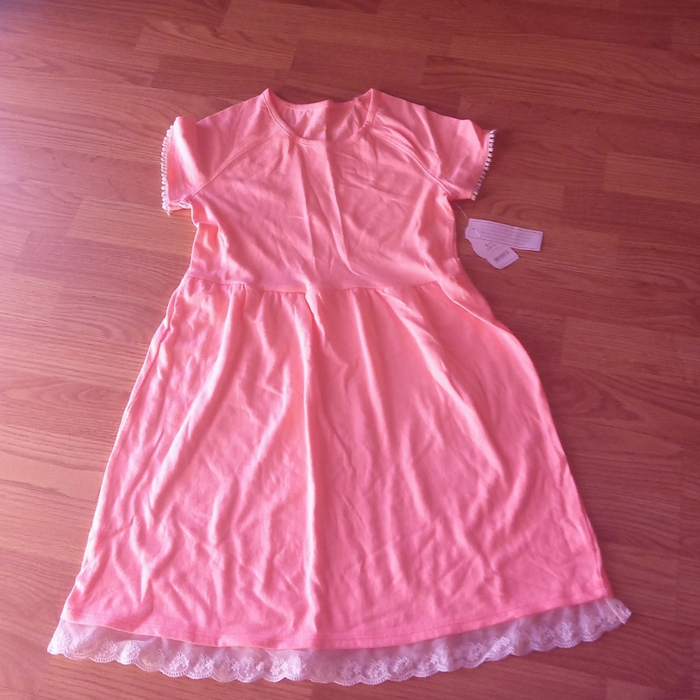NWT wonder nation girls dress, peach color sz Lg 10/12